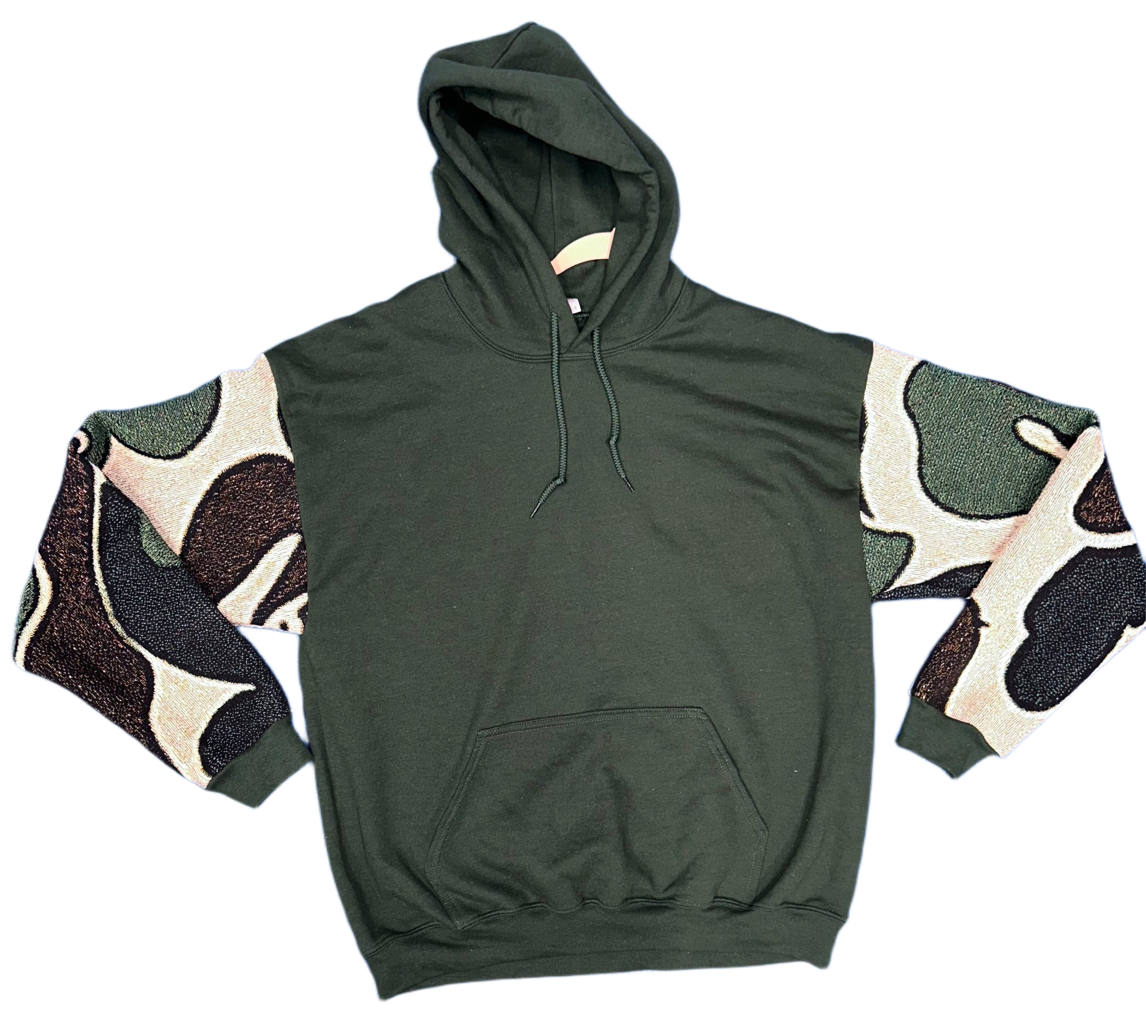 Green Camo Blanket Sleeves Hoodie - RTS